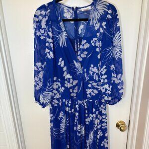 STUNNING Blue and White Floral Calvin Klein Maxi Dress- Size 10